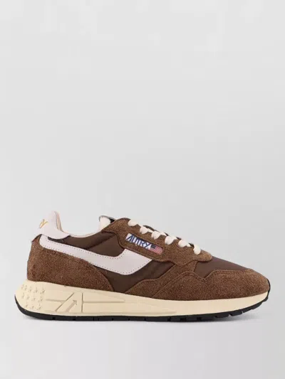 Autry Brown Leather Sneakers With Timeless Design In Brown
