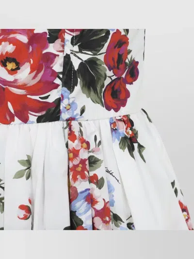 Dolce & Gabbana Cotton Dress With A Bouquet Of Flowers Print Dresses White In Multi