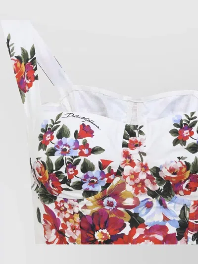 Dolce & Gabbana Cotton Dress With A Bouquet Of Flowers Print Dresses White In Multi