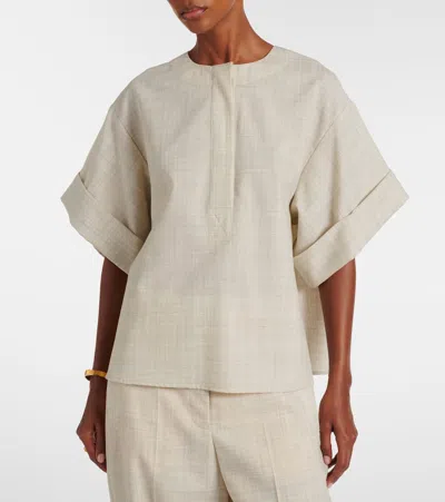 Joseph Yani Light Wool Blouse In White