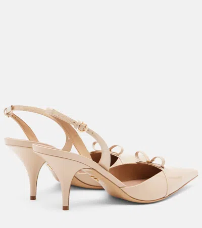 Ferragamo Bow-detail Patent Leather Slingback Pumps In Nude