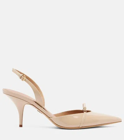 Ferragamo Bow-detail Patent Leather Slingback Pumps In Nude