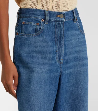 Valentino Cuffed Ankle Jeans With Front Button And Zip Closure In Blue