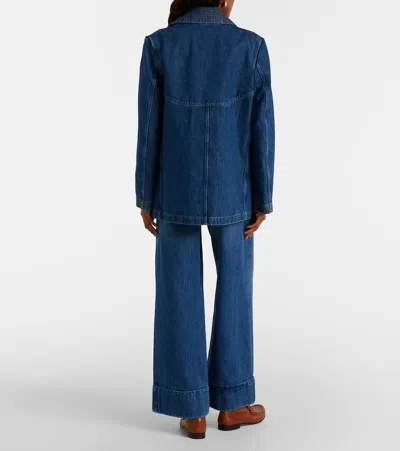 Valentino Cuffed Ankle Jeans With Front Button And Zip Closure In Blue