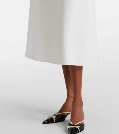 Valentino Broderie Anglaise-trimmed Cotton-poplin Midi Dress In White