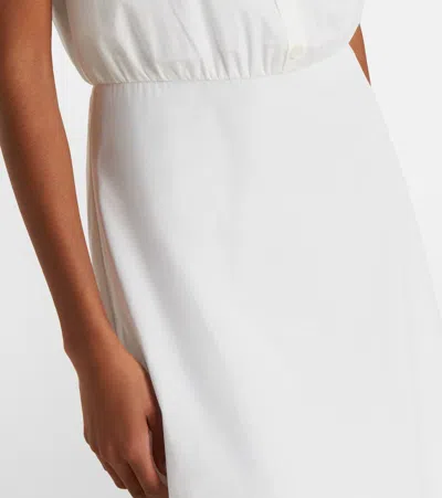 Valentino Broderie Anglaise-trimmed Cotton-poplin Midi Dress In White