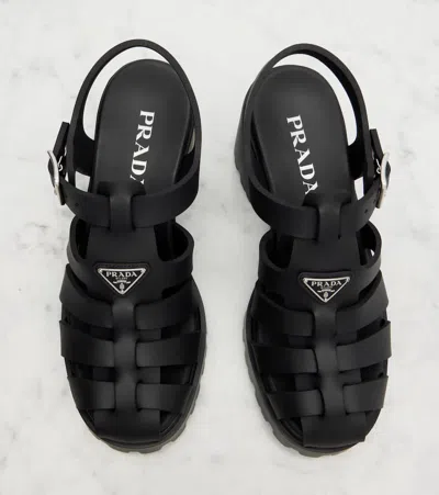Prada Sandals Buckle Detail Chunky Sole Open Toe In Black