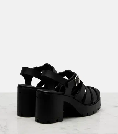 Prada Sandals Buckle Detail Chunky Sole Open Toe In Black