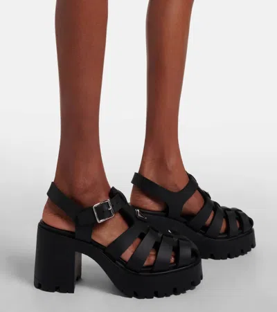 Prada Sandals Buckle Detail Chunky Sole Open Toe In Black