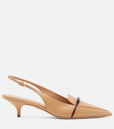 Ferragamo Giusina 40 Slingback Pumps With Mini Bow In Nude