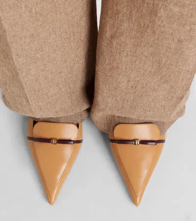 Ferragamo Giusina 40 Slingback Pumps With Mini Bow In Nude