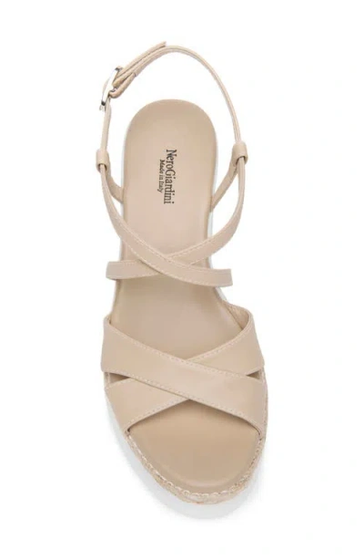 Nerogiardini Ankle Strap Platform Wedge Sandal In Neutral