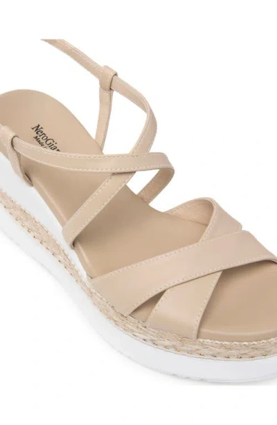 Nerogiardini Ankle Strap Platform Wedge Sandal In Neutral