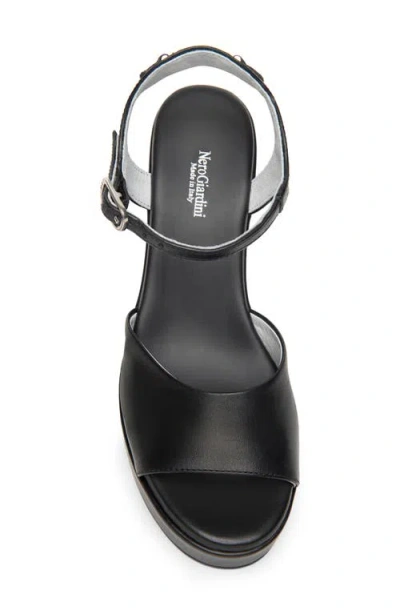Nerogiardini Ankle Strap Platform Sandal In Black