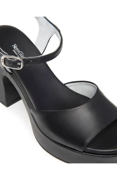 Nerogiardini Ankle Strap Platform Sandal In Black