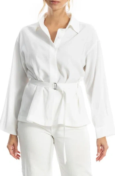 Max Studio Belted Shirt In White