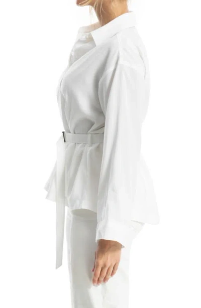 Max Studio Belted Shirt In White