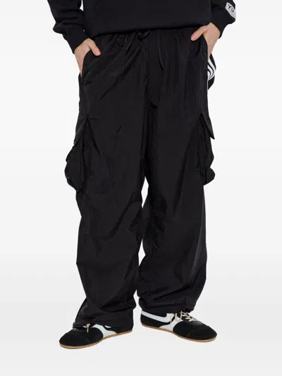 Y-3 Cargo Trousers Elasticated Cuffs Multiple Pockets Stripe In Black