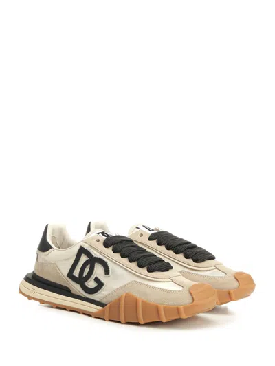 Dolce & Gabbana Dg Athletic Black Low Top Sneakers With Logo Patch On The Tongue And Maxi Logo On The Side In Suede 