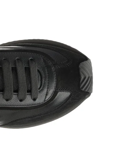 Dolce & Gabbana Round Toe Leather Sneakers With Suede Accents In Black