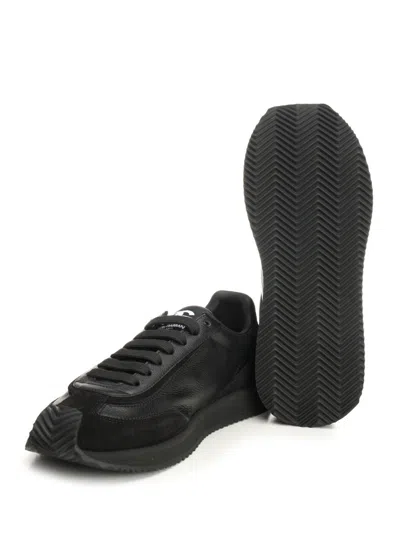 Dolce & Gabbana Round Toe Leather Sneakers With Suede Accents In Black