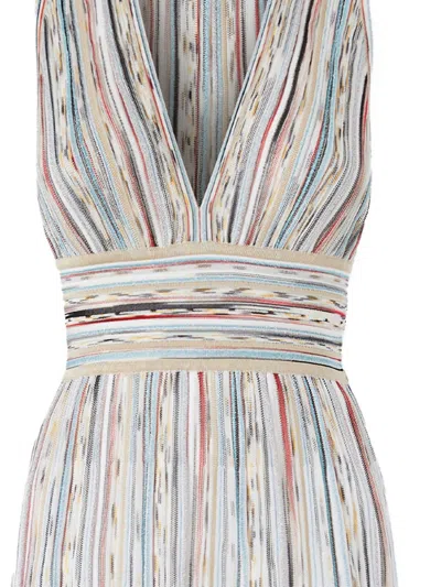 Missoni Striped Knit Midi Dress Empire Waist In Multi