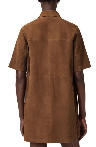 Allsaints Womens Sugar Brown Rock Short-sleeve Suede Mini Dress