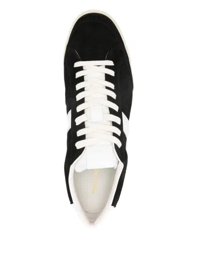 Tom Ford Blake Leather-trimmed Suede Sneakers In Black