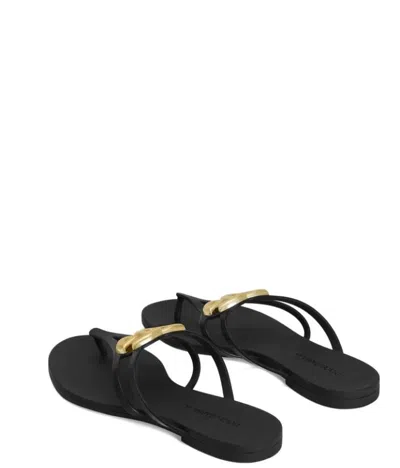 Dolce & Gabbana Black Thong Sandals With Logo Plaque On The Front In Rubber Woman