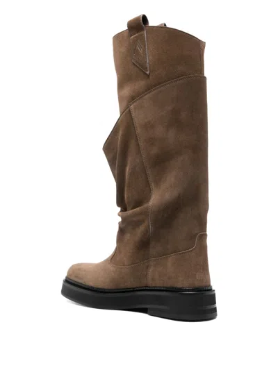 Attico Robin Passeggiata Suede Knee-high Boots In Brown