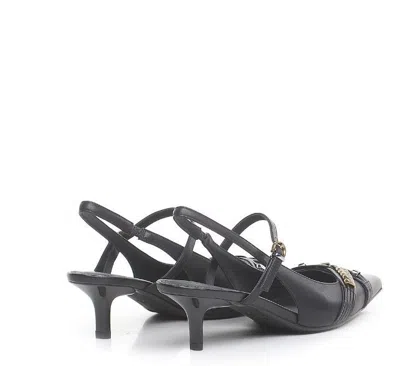 Pinko Gloria 18 Leather Pumps With Metal Lettering Detail In Black