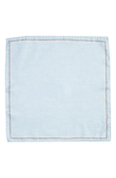 Jack Victor Crestwool Solid & Houndstooth Check Reversible Silk Pocket Square In Blue