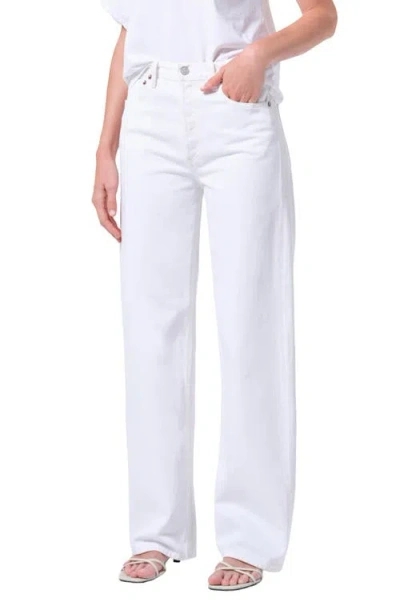 Agolde Arc High Rise Loose Wide Leg Jeans In Chalk White