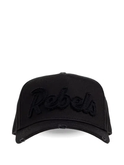 Dsquared2 Distressed Baseball Cap In Black