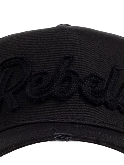 Dsquared2 Distressed Baseball Cap In Black