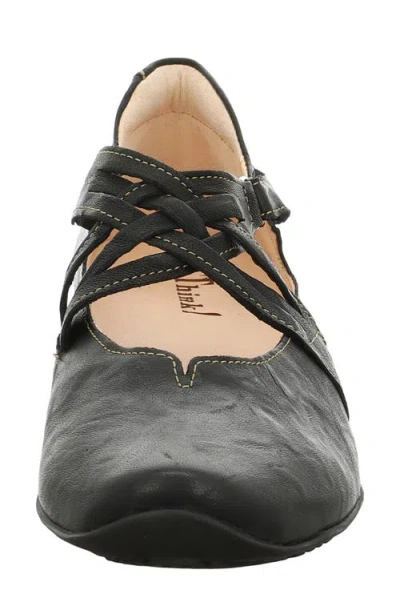 Think ! Chilli Cross Strap Ballet Flat In Black