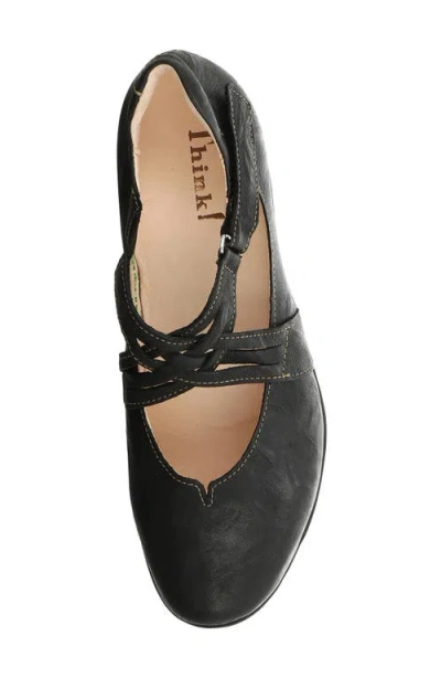 Think ! Chilli Cross Strap Ballet Flat In Black