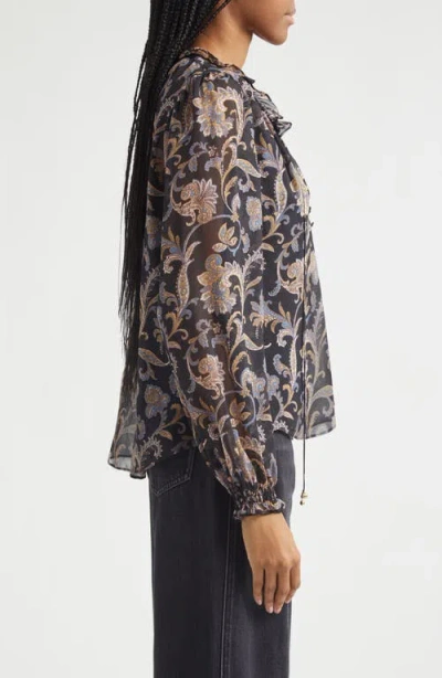 Veronica Beard Hickory Paisley Silk Blouse In Multi