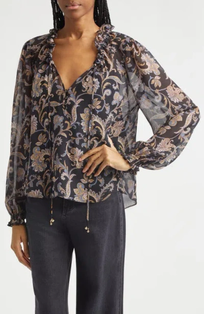 Veronica Beard Hickory Paisley Silk Blouse In Multi