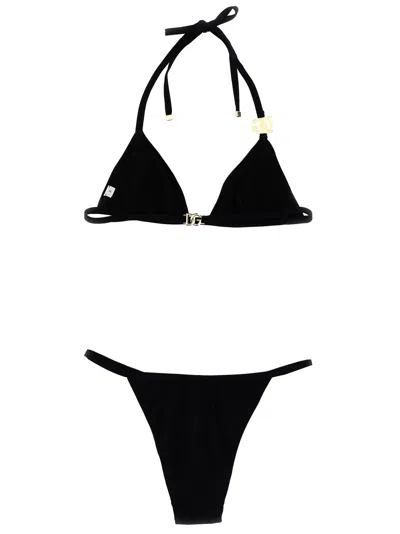 Dolce & Gabbana Logo-plaque Halterneck Bikini Set In Black