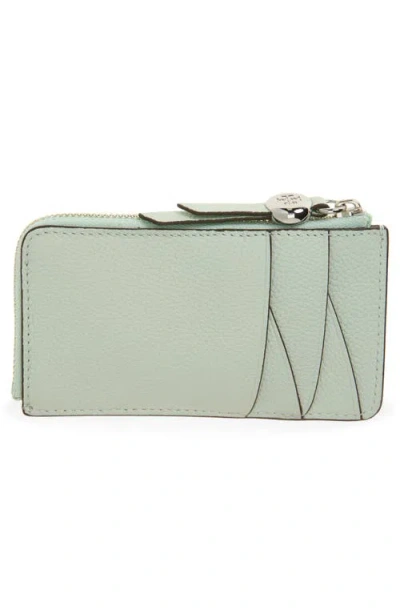 Tory Burch Romy Leather Zip Card Case In Green