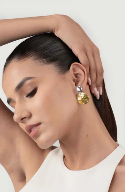 Naveda Bloom Hana Front/back Drop Earrings In Gold