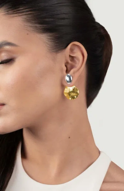 Naveda Bloom Hana Front/back Drop Earrings In Gold