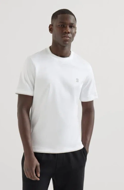 Brunello Cucinelli Cotton Jersey Crew Neck T-shirt With Logo In White