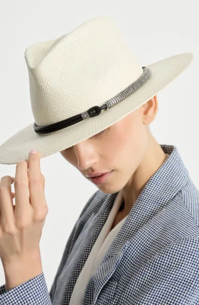 Brunello Cucinelli Beige Monile Textured Fedora Hat In White