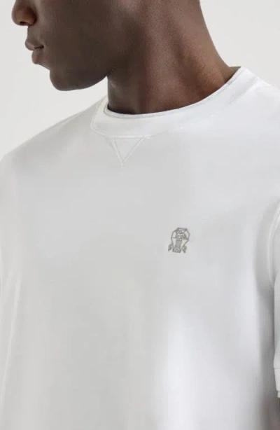 Brunello Cucinelli Cotton Jersey Crew Neck T-shirt With Logo In White