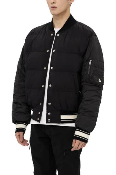 Alphastyle Hamden Mens Reversible Down Varsity Jacket In Black