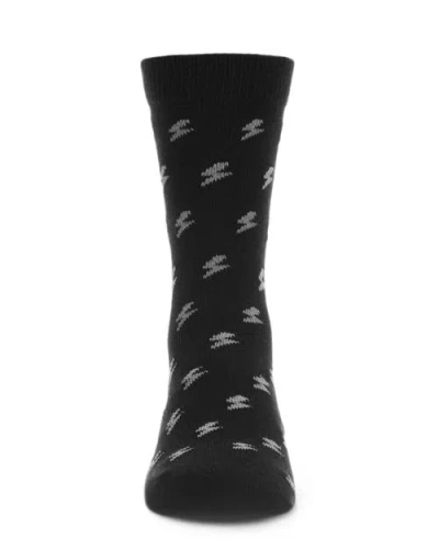 Memoi Lightning Bolt Crew Socks In Black