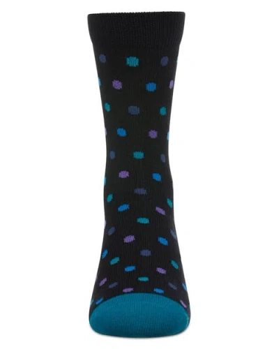 Memoi Colorful Dot-patterned Crew Sock In Black