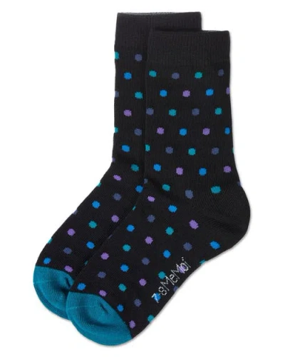 Memoi Colorful Dot-patterned Crew Sock In Black